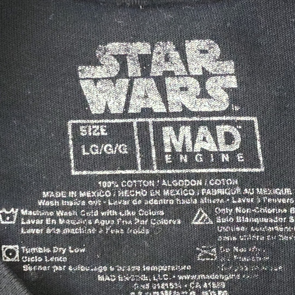 Star Wars Mad Engine Mens Large Black T-Shirt Movie Logo Saga Graphic Tee LG - Picture 3 of 8